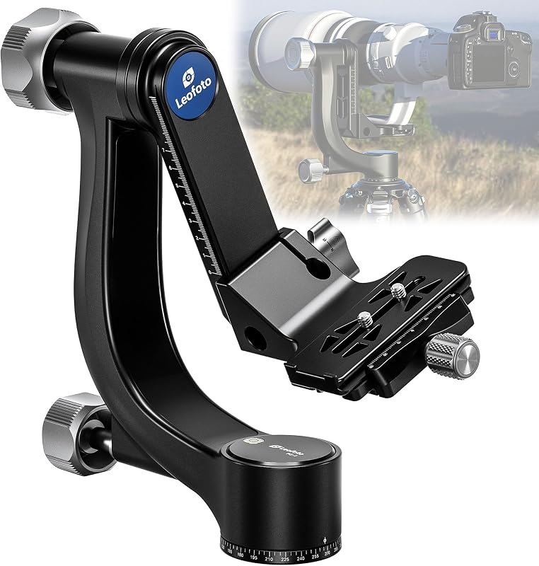 Leofoto Gimbal Head, Compact Outdoor Shooting Gimbal Head with 360° Pan Rotation, 3/8"-16 Mounting Hole and Arca-Type