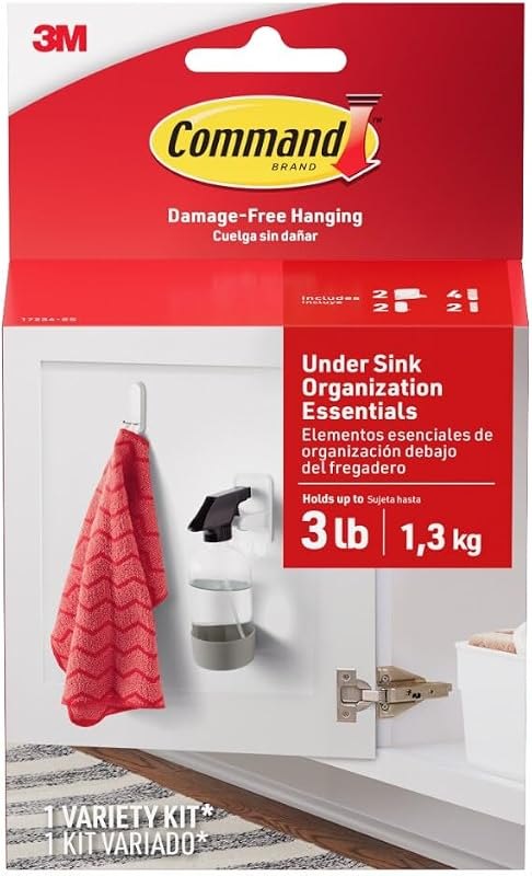Under Sink Organization Essentials, 4 Hooks, 6 Strips — best storage command hooks for storage command hooks