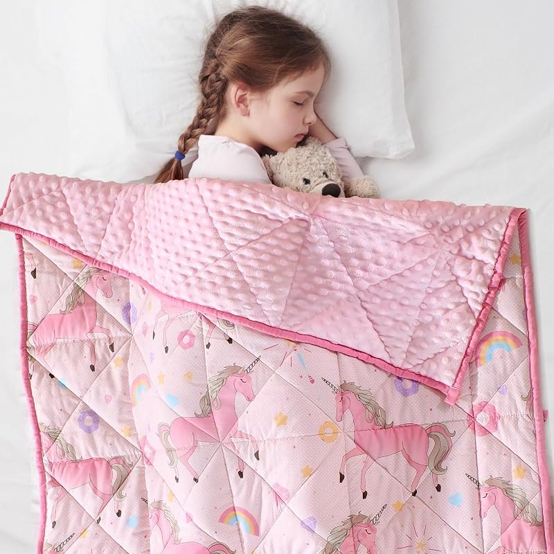 LOYIGA Weighted Blanket 3 lbs 36"x48", Reversible Heavy Blanket, Pink — weighted blanket for kids for weighted blanket