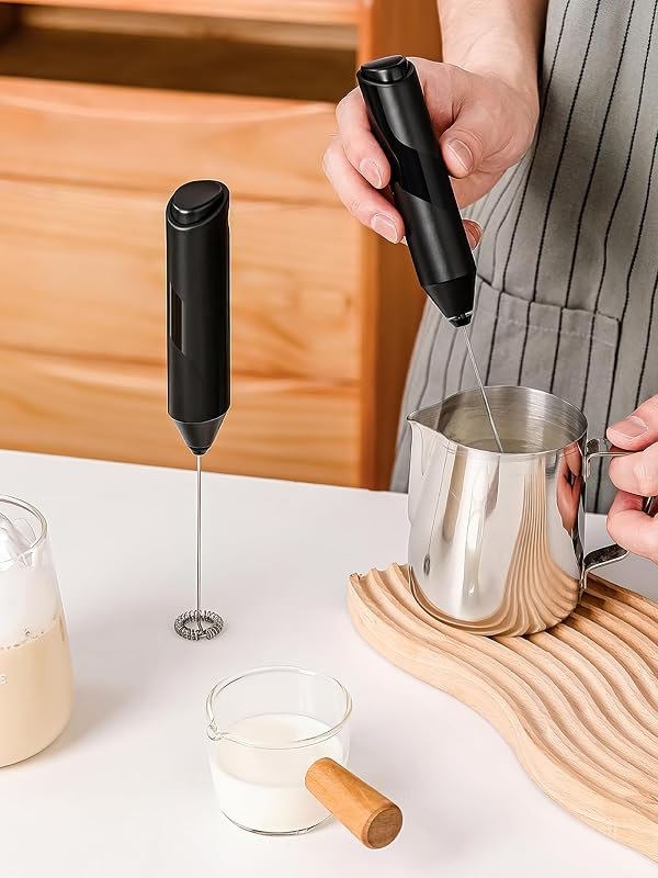 Handheld Electric Milk Frother & Mini Drink Mixer Wand, 8.8 Inch Portable Coffee Foam Maker, Battery-Powered Hand