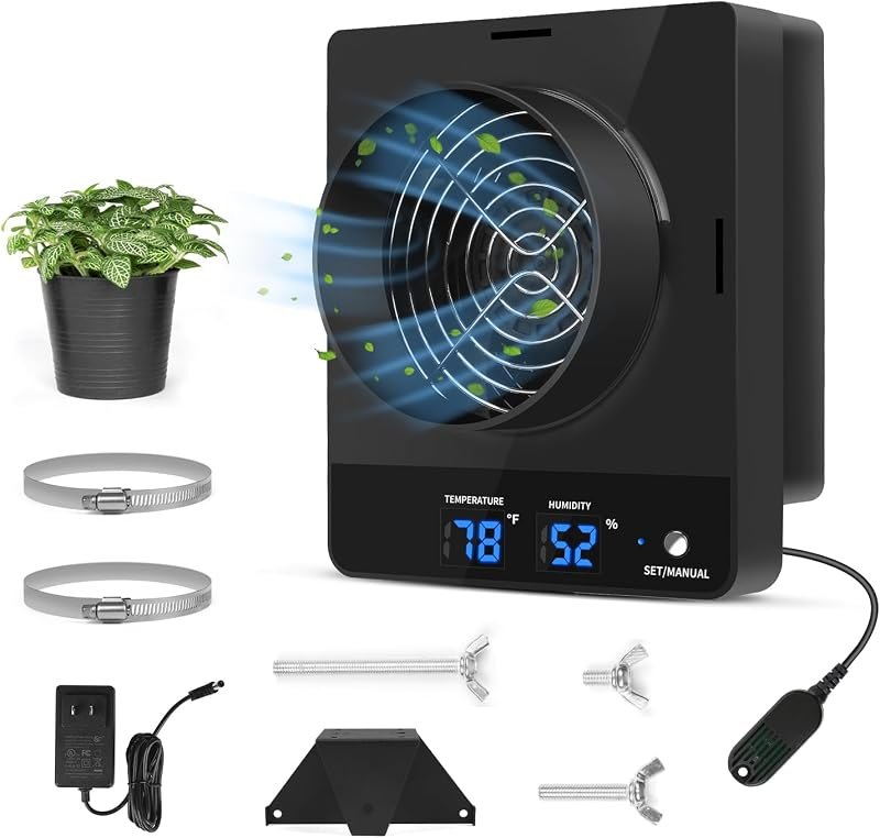 4-Inch Grow Tent Inline Duct Fan, Automatic Temperature & Humidity Sensing Control, Ventilation System for Grow Tents