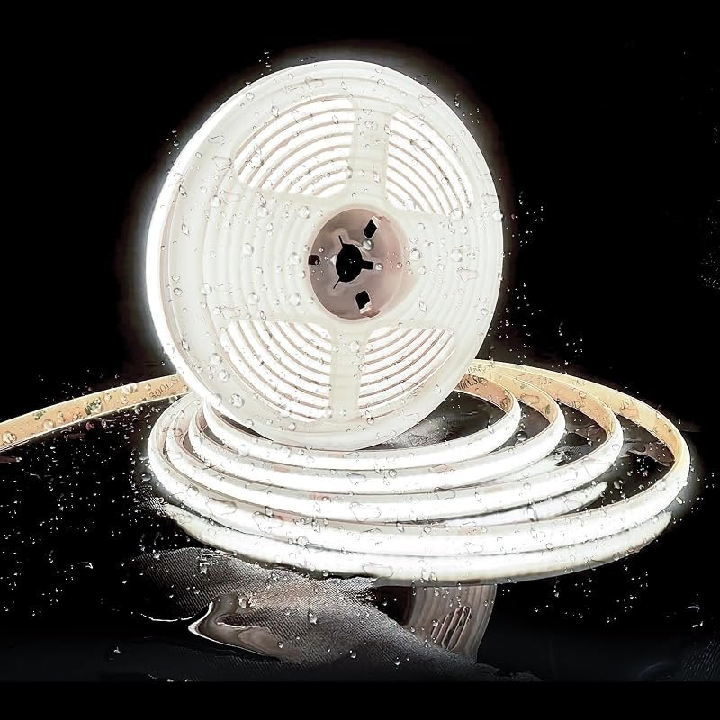 Outdoor LED Strip Lights,6000K Cool White,24V IP67 LED Strips,32.8FT/10M,CRI90+ Waterproof led cob Strip Light for