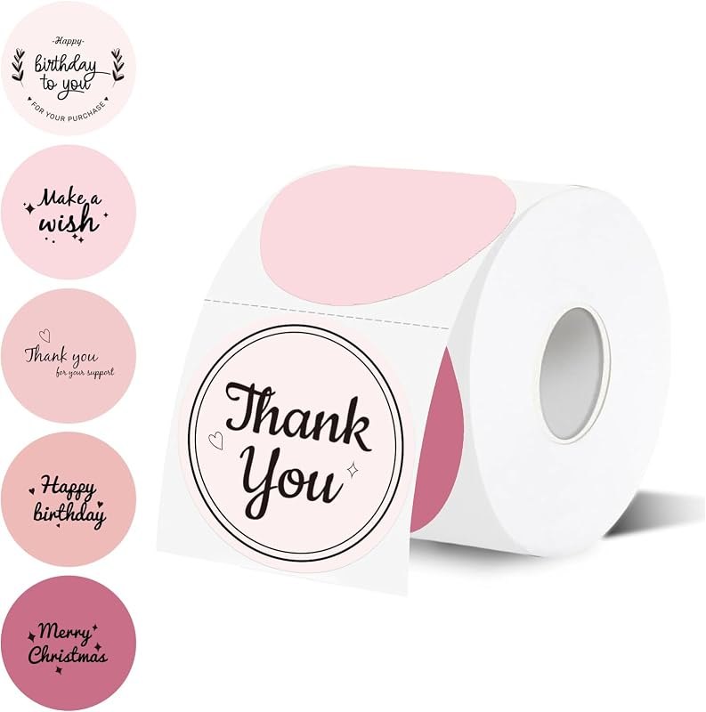 2 inch Round Thermal Label,Pink Circle Thermal Sticker Labels for Business and Home,Direct Thermal Printer Label for