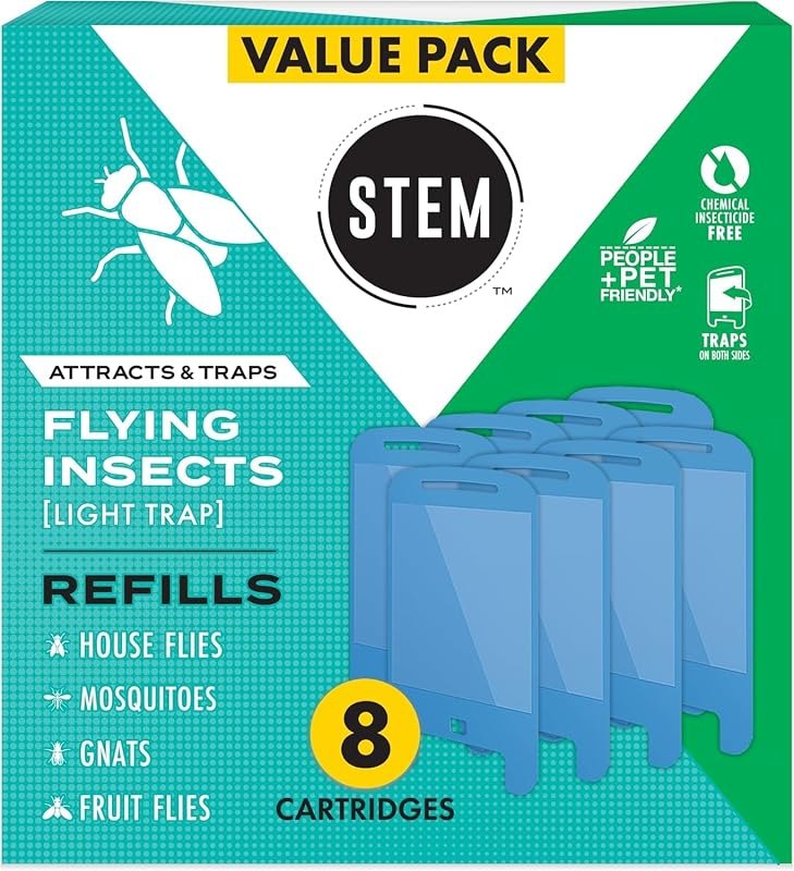 STEM Flying Insect Light Trap Refill Cartridges, Indoor Fruit Fly Trap, Insecticide-Free Pest Control for Home