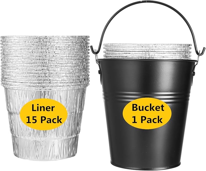 15 Pack BAC407 Grease Bucket Liner with HDW152 Grease Bucket for Traeger Grills,Drip Liner Drip Pan for Traeger Pro