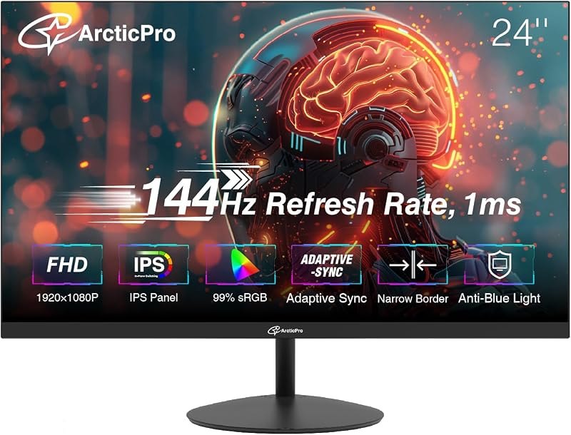 ArcticPro 24 Inch Gaming Monitor 144Hz, FHD 1080p Computer Monitor, IPS — 24 inch 1440p monitor for inch 1440p monitor