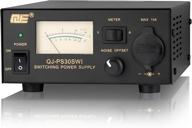 13.8V 30A DC Power Supply, Universal Compact Ham Radio Power Supply with 10A Plug Socket Put & Noise Offset, Analog