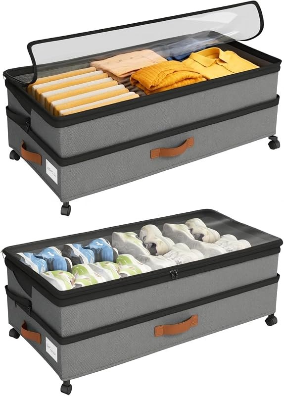 Expandable Under Bed Storage with Wheels 2 Pack — under bed storage bins for under bed storage bins
