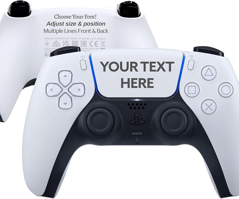 Sony Personalized PlayStation 5 DualSense Wireless Controller - Custom Engraved Colors & Designs - White - Make your