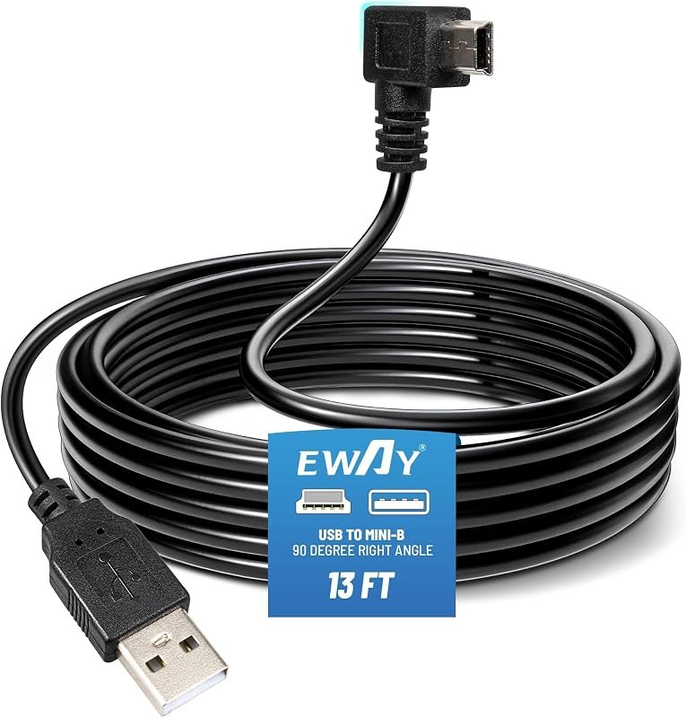 EWAY Mini USB Dash Cam Power Cable 13ft, for Rexing V1 Pro V5 V3 Byakov S6 Rove R2-4K Dashcam Dashboard Camera