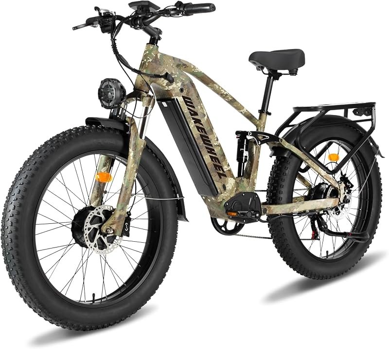 8000W Peak Dual Motor Electric Bike for Adults, 60V 32Ah 45MiIePH 110 Mile Range, 26"/24" Fat Tire Full Suspension
