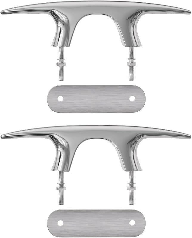 Boat Dock Cleat,2 Pack 6 inch Marine Grade Stainless Steel 316 Mooring Rope Cleat with Fasteners — best boat cleat for