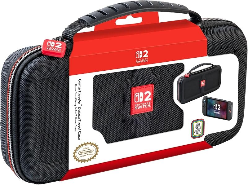 Game Traveler Deluxe Licensed Travel Case for Nintendo Switch, Nintendo Switch 2, OLED, Black Small - R.D.S