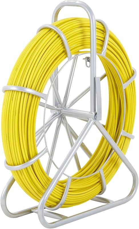 VEVOR Fiberglass Fish Tape 425 FT x 1/4 inch, Fish Tape Duct Rodder Puller with Durable Steel Stand, Non-Conductive