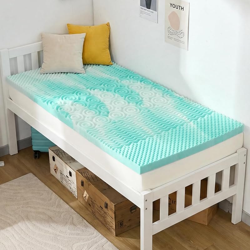SINWEEK Mattress Topper 5-Zone Memory Foam Mattress Topper Pressure Relieve Soft Mattress Pad, CertiPUR-US Certified