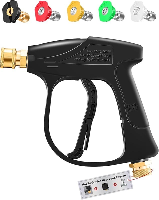 Saker High Pressure Washer Gun with 5 Color Quick Connect Power Washer Sprayer Nozzles,Only Compatible with
