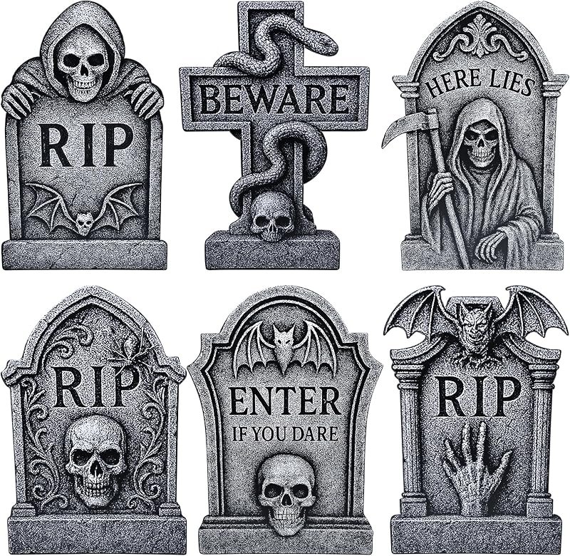 6 Pack Halloween Tombstone Yard Signs