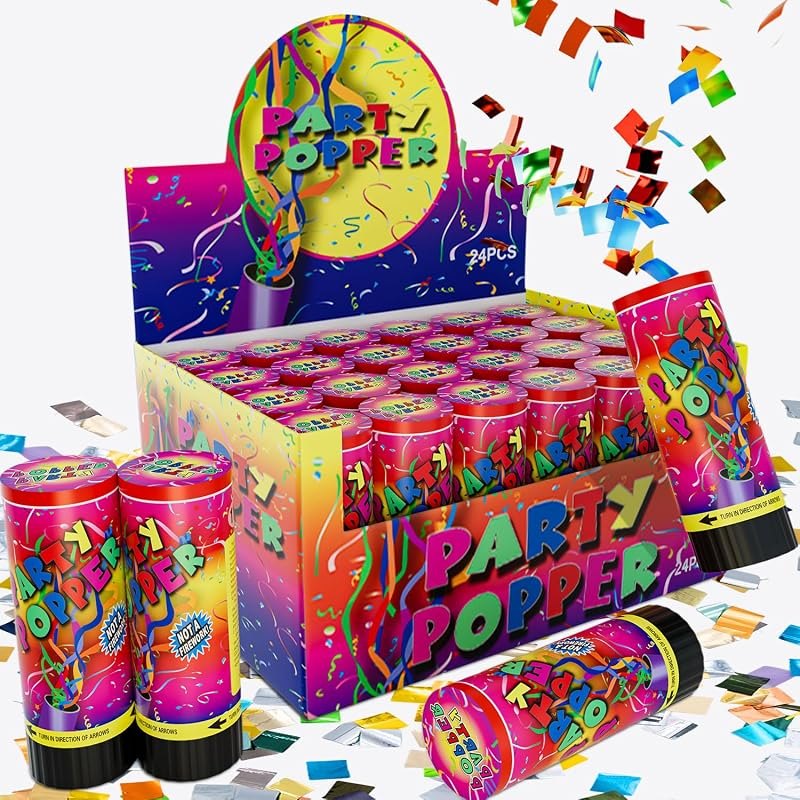Small Confetti Cannon 24 Pack Mini Confetti Poppers Multicolor Party Poppers Confetti Spring Loaded Confetti Cannons