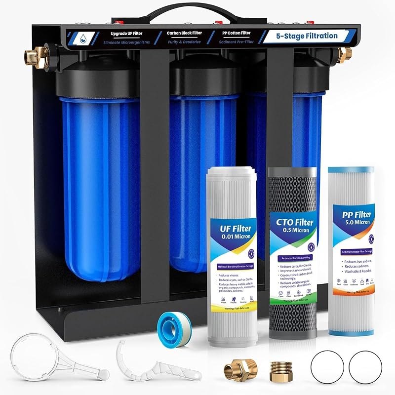 RV Water Filter System,5-Stage Water Filtration for Rvs and Campers, 0.01 Micron Filters Out Sediments, Chlorine