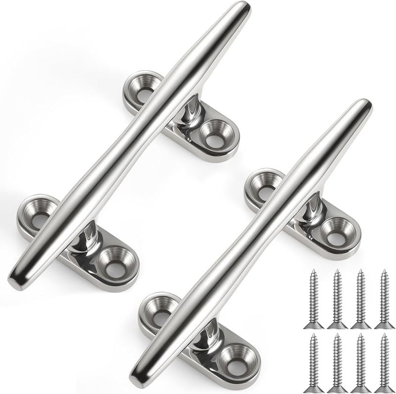 ZOMCHAIN 4/5/6 Inch Boat Cleat - Open Base 316 Stainless Steel Dock Cleat,Marine Cleat Rope Cleat, Mooring Accessories