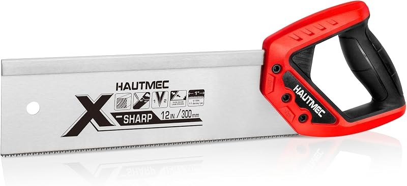 HAUTMEC 12" Dovetail Saw, 11 TPI Fine-Cut Tenon Back Saw with Hardened Double-Ground Teeth, 65Mn Steel Blade