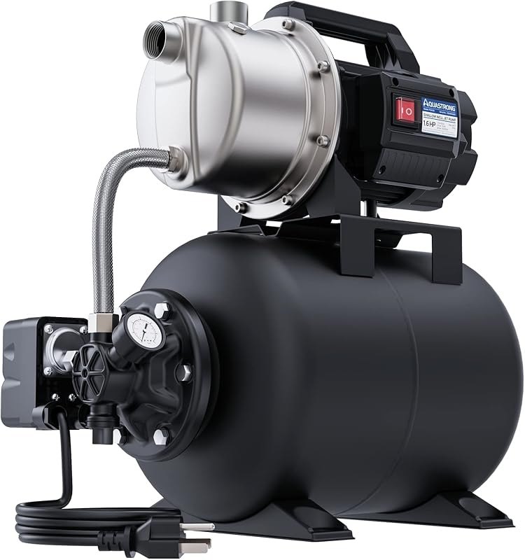 Aquastrong 115V Shallow Well Garden Pump, Stainless Steel, 1320 GPH, Automatic Water Booster Jet Pump for Home