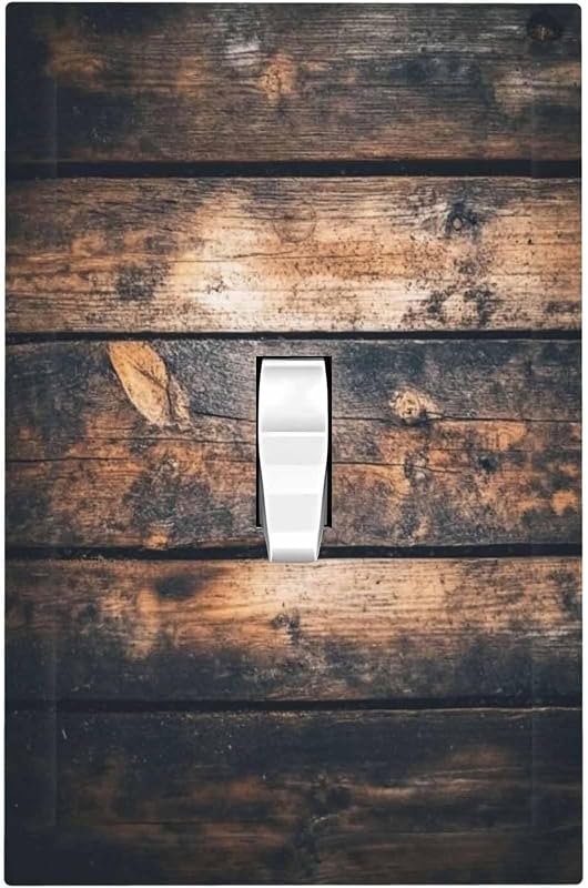 Decorative Light Switch Cover Brown Vintage Wooden Board Rustic Wood 1 Gang Single Toggle Device Electrical Faceplate