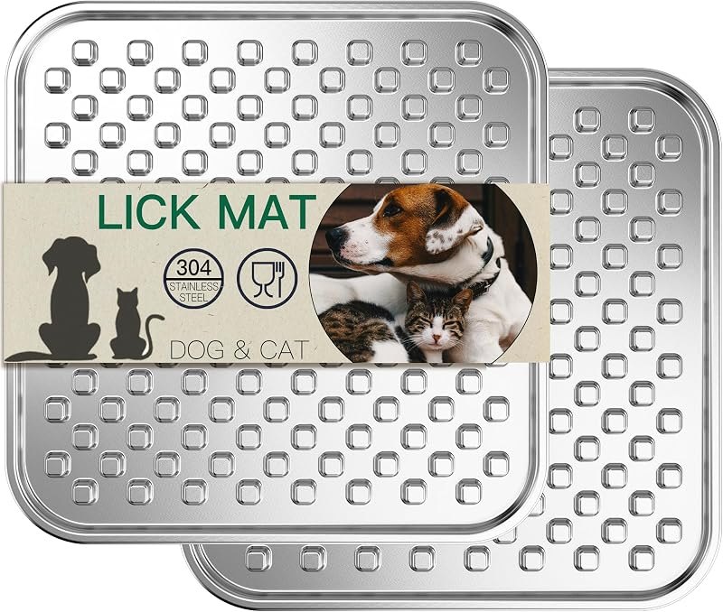 Lick Mat for Dogs & Cats, Double-Wall Stainless Steel, Large-2Pack — pets lick mat for slow feeder dog bowl