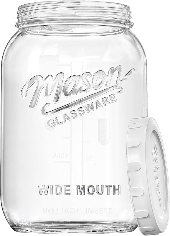 1 Gallon Glass Mason Jar with Airtight Lid, 1 Pack Big Canning Jar — wide mouth mason jars for wide mouth mason jars