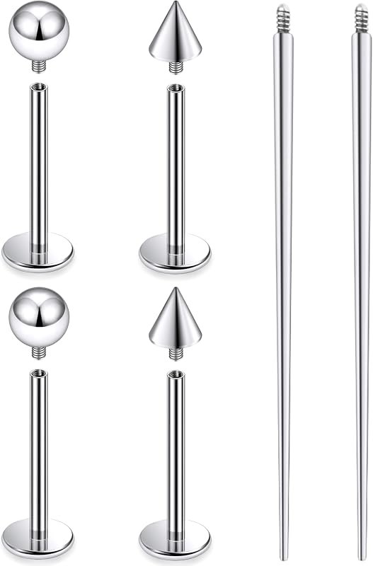 Titanium Flat Back Lip Rings Internally Threaded Earrings Studs Nose Rings 20G 18G 16G 14G Ball Spike Tragus Cartilage
