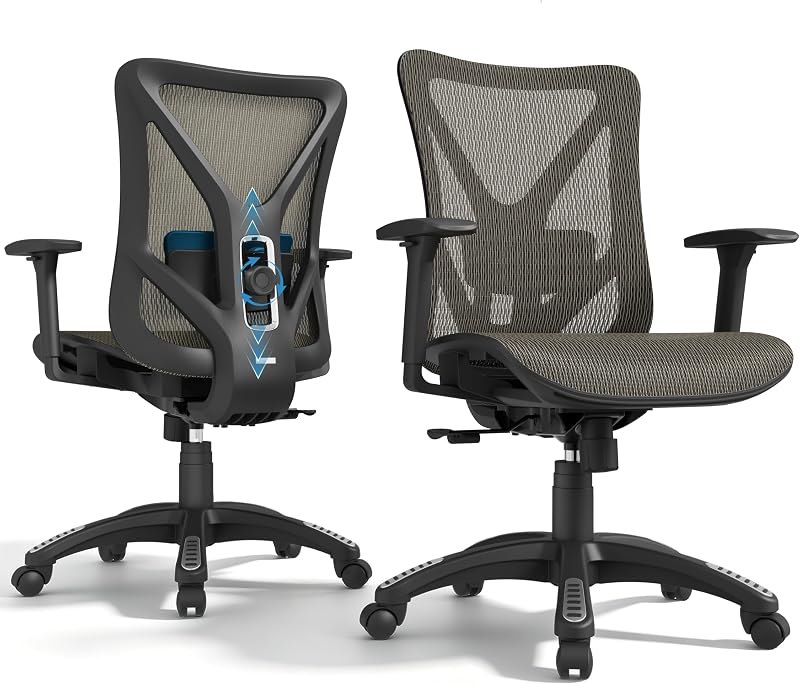 Ergonomic Office Chair, Mesh Computer Desk Chairs with BIFMA X5.1 Certified, Adjustable Lumbar Support, 3D Arm, Tilt