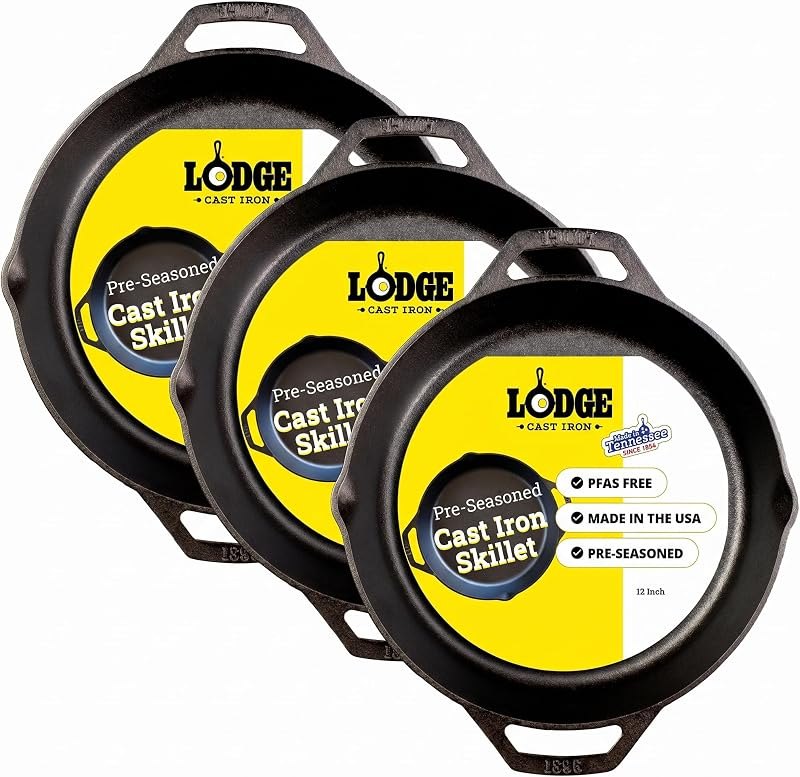12 Inch Pre-Seasoned Cast Iron Skillet - Dual Assist Handles - Use in the Oven,on the Stove,on-the Grill,or Over a