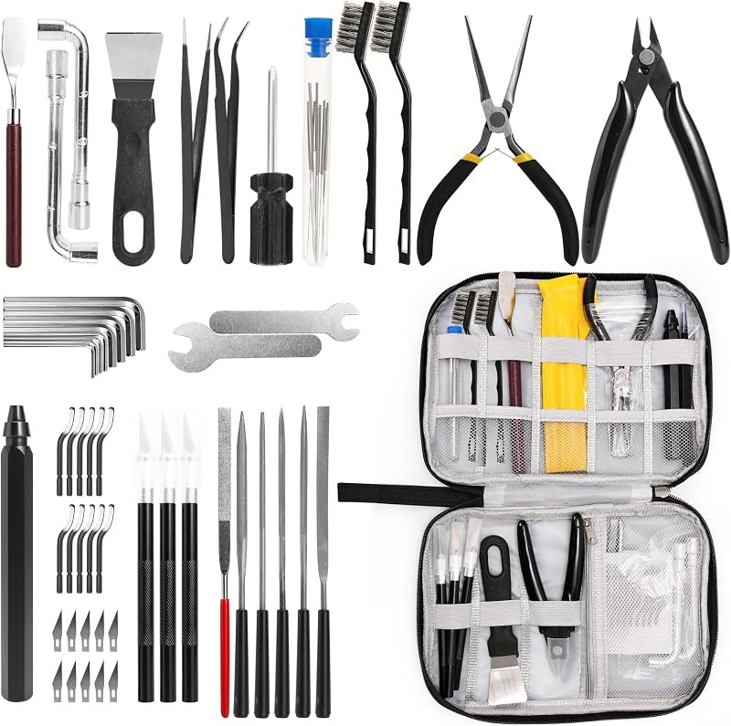 64 Pcs 3D Printing Tool Kit - 3D Printer Accessories with 3D Printer Nozzle Cleaning Needle kit - 3D Printer Scraper -