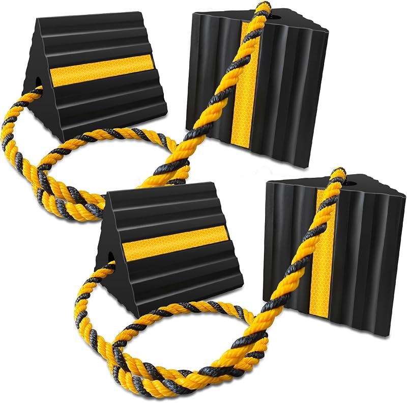 HOXWELL Rubber Wheel Chocks for RV Trailer Camper Truck Car Aircraft Boat, Versatile Rubber Chocks Block Stopper for