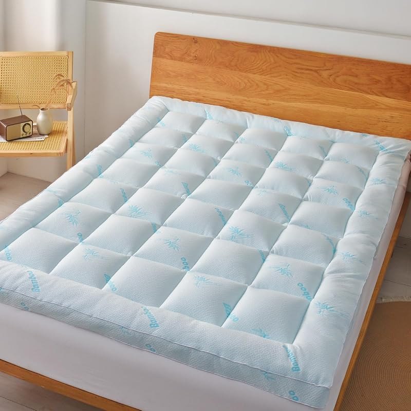Favorland Mattress Topper Queen Size - Cooling Extra Thick Breathable Viscose Made from Bamboo Mattress pad - Soft