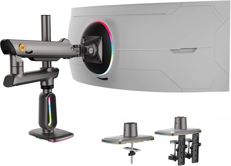NB Extra Height Gaming Monitor Arm for 32 to 60 Inches Screen, Load up to 20 kg, VESA 75/100, RGB-Light, Heavy Duty