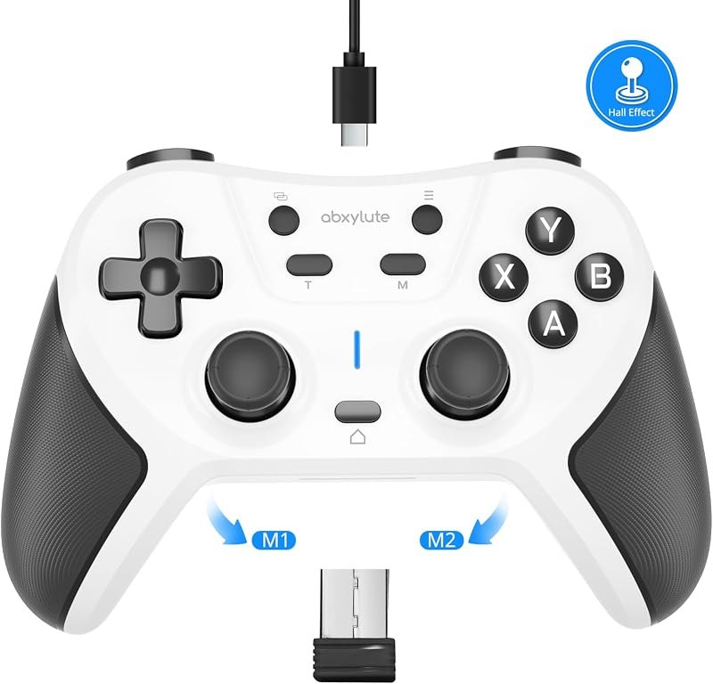 abxylute C5P Wireless Gaming Controller for PC/Switch/iOS/Android/PS3/PS4/Steam/MAC, 2.4 GHz Hall Effect Stick &