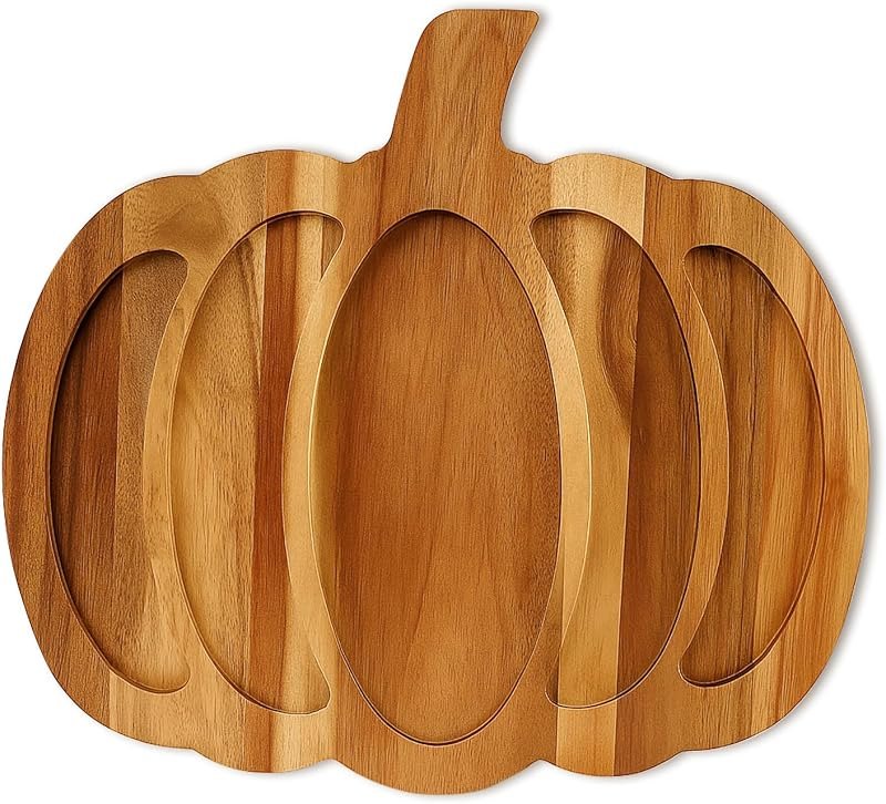 Wood Pumpkin Decor Platter Halloween Charcuterie Boards Fall Serving Dishes — Thanksgiving Dinner Platter for