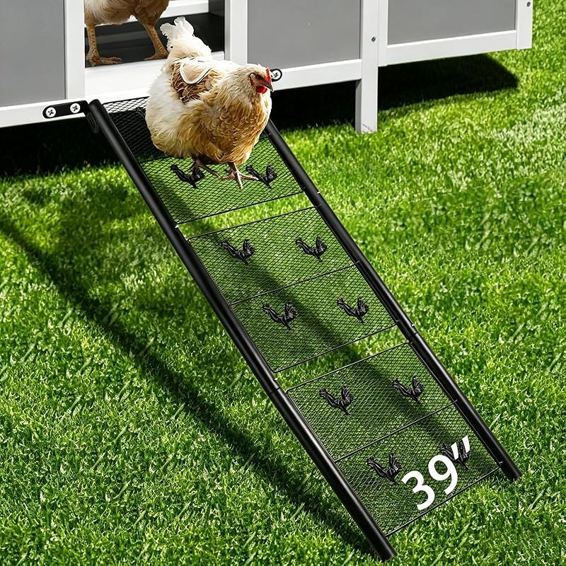 Chicken Coop Ramp, Chicken Ladder & Coop Accessories, Ladder Length Adjustable for Henhouse, Coop Steps for Feet