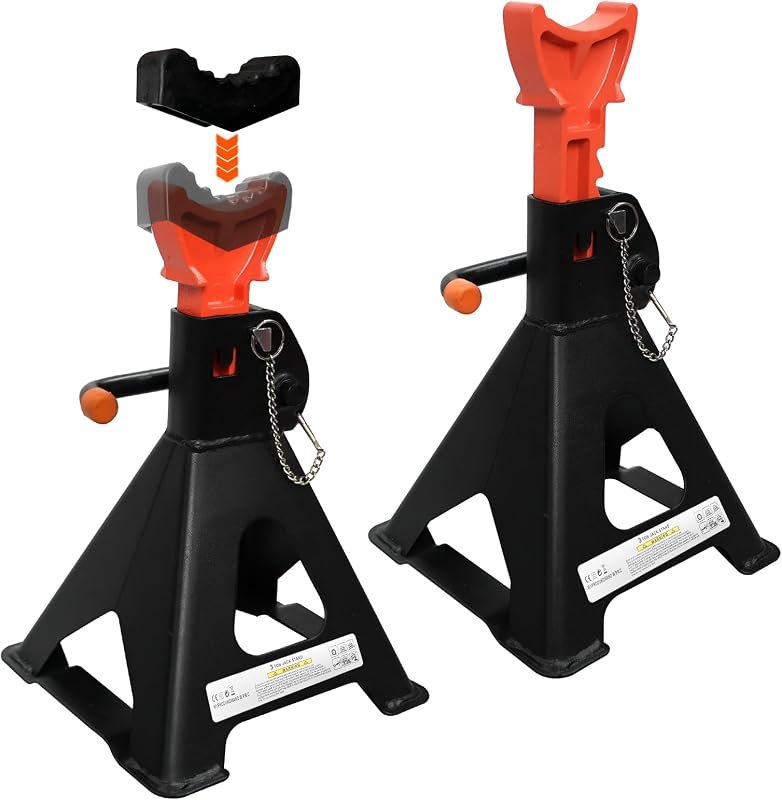 YATOINTO Upgraded Jack Stands 3 Ton (6,600 LBs) with 2 Crossbars and Double Pin Locking,Car Jack Stands 11.61"-16.34"