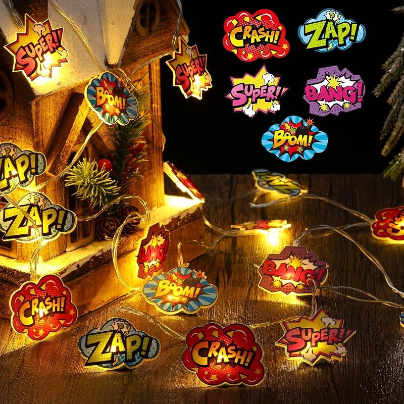 Tujoe Christmas Hero Party Decorations Hero String Lights 20 LED 10 ft — best Avengers Doomsday Decor Set for avengers