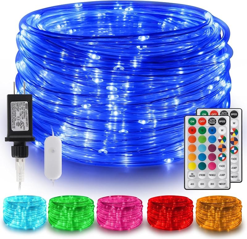 Gvwoxm 50FT 150 LED Changing Rope Lights, Waterproof Remote String Lights — rope lights for stairs for rope lights