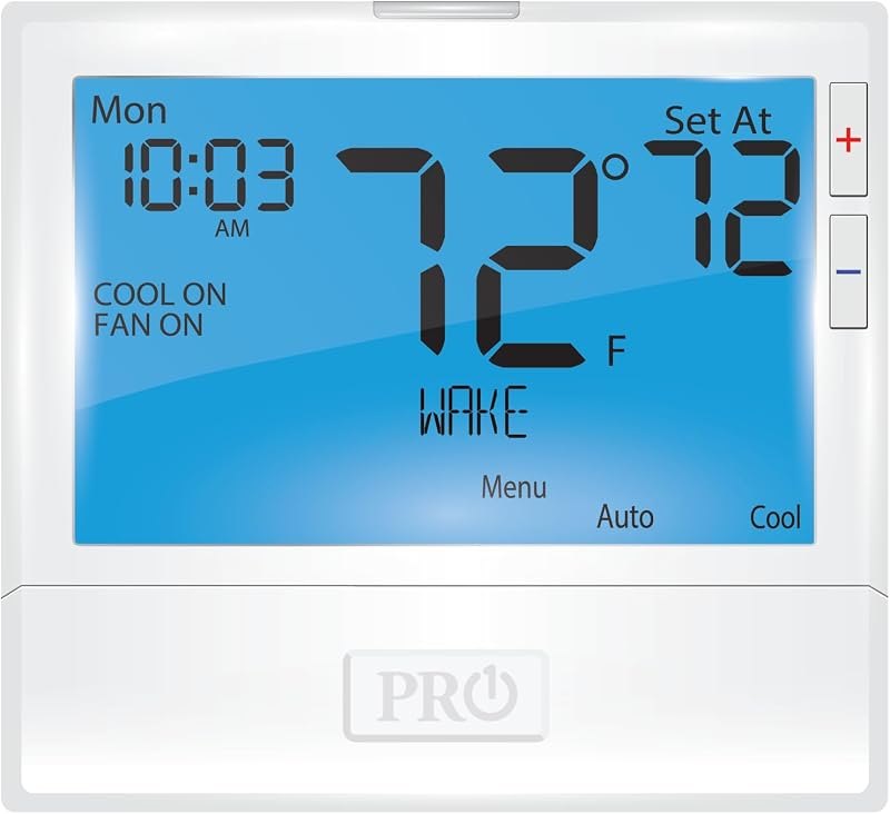 PRO1 T805 Single Stage Programmable Wall Thermostat for 1 Heat/1 Cool Conventional Systems, Conventional Digital