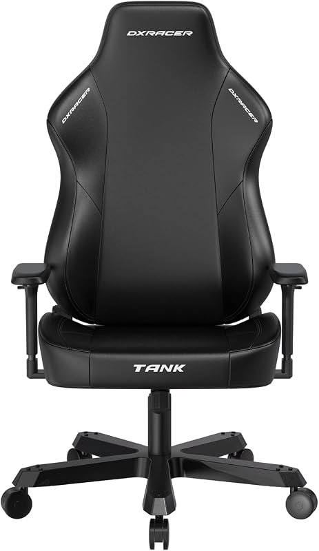DXRacer Tank XXL Ergonomic Gaming Chair with Head Pillow & Lumbar, Black — leatherette gaming chair for leatherette
