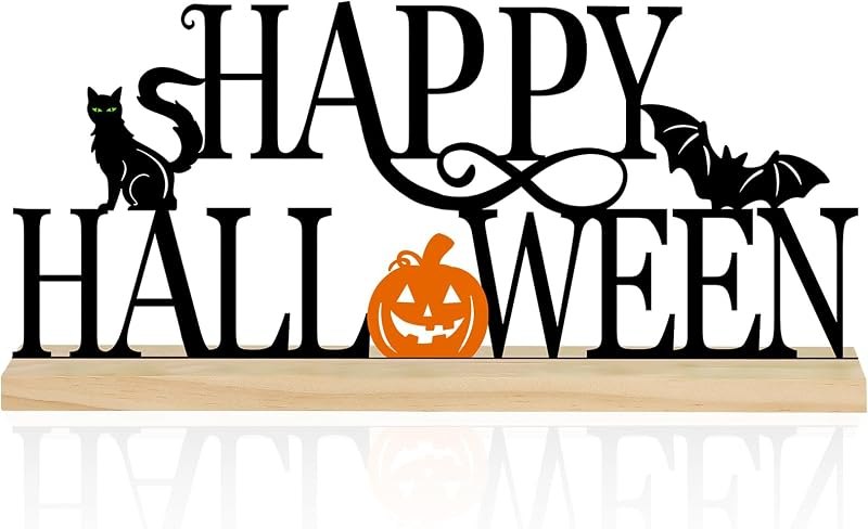 Metal Happy Halloween Sign Decorations for Home Party Shelf Mantel — halloween jack o lantern for halloween jack lantern