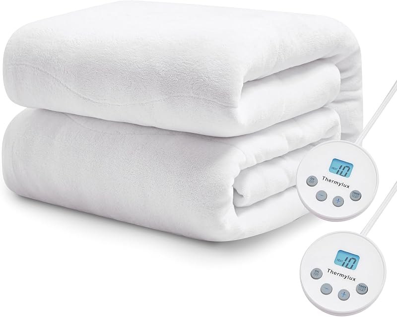 Electric Mattress Pad Queen Size Quilted Wave 10 Heat Settings & Dual Control with 12 Hour Auto Off,Deep Pocket Fits