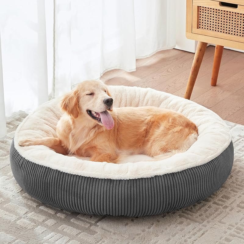 36 inches Calming Donut Dog Bed for Large Dogs,Dark Grey — dog calming donut bed for dog calming donut bed