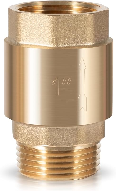 One Way Brass Check Valve, 1" NPT male in/ 1" FNPT out, Heavy Duty Prevent Backflow Water Check Valve Suitable for