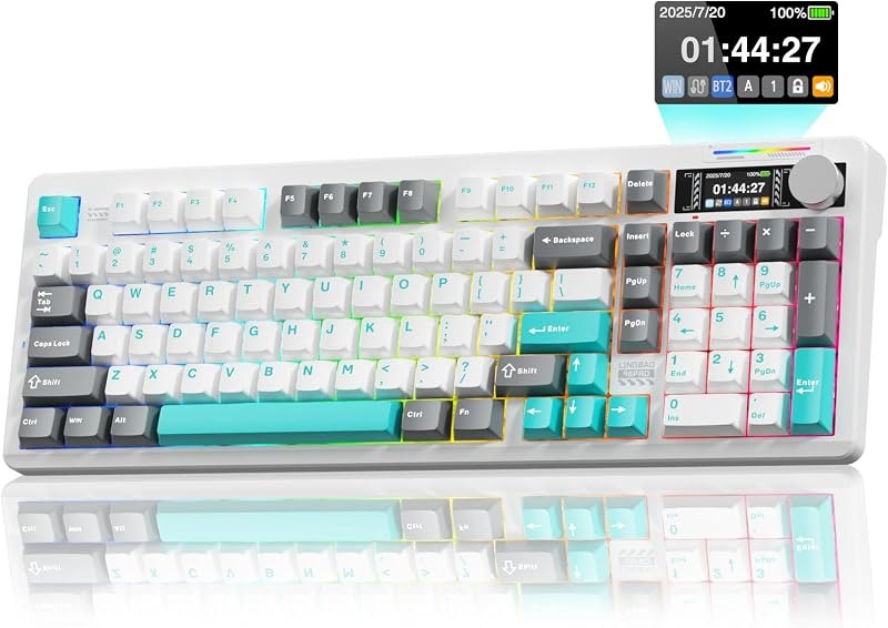 LINGBAO K98 PRO 96% Wireless Mechanical Gaming Keyboard with Screen & Knob — best gasket mount keyboard for gasket