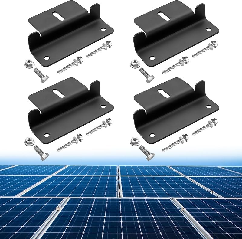 4PCS Solar Panel Z Brackets for RV Roof, Solar Mounting Bracket,Black — solar panel mounting bracket for solar panel